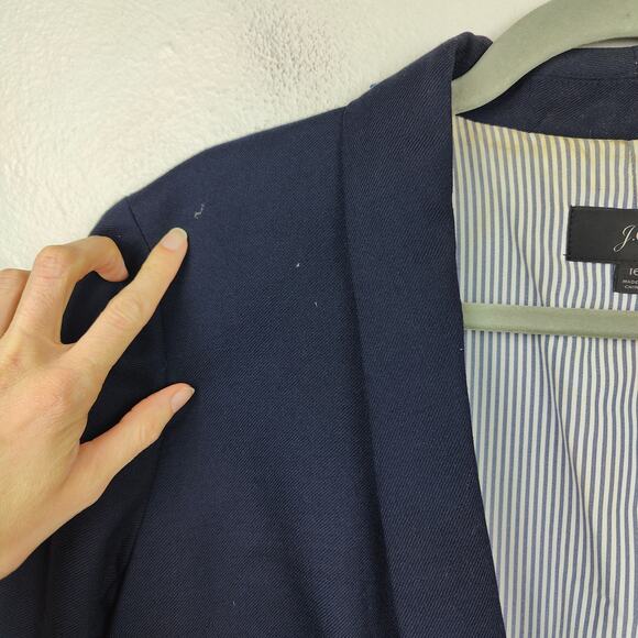 J Crew Parke Wool Flannel Blazer Womens 16 Navy Blue Preppy Dark Academia - Picture 4 of 11